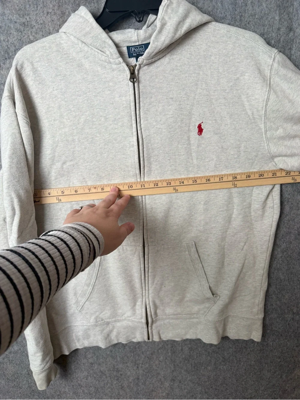 Polo by Ralph Lauren Youth XL 18-20 Light Gray Zip-Up Hoodie Sweater